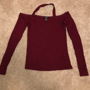 🦋F21 Maroon Cold Shoulder Top